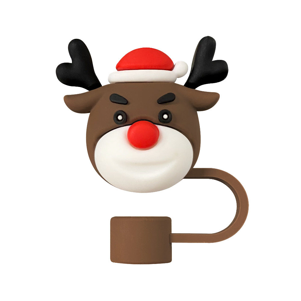 Wholesale 10pcs 10mm Christmas Series Dustproof Straw Plug